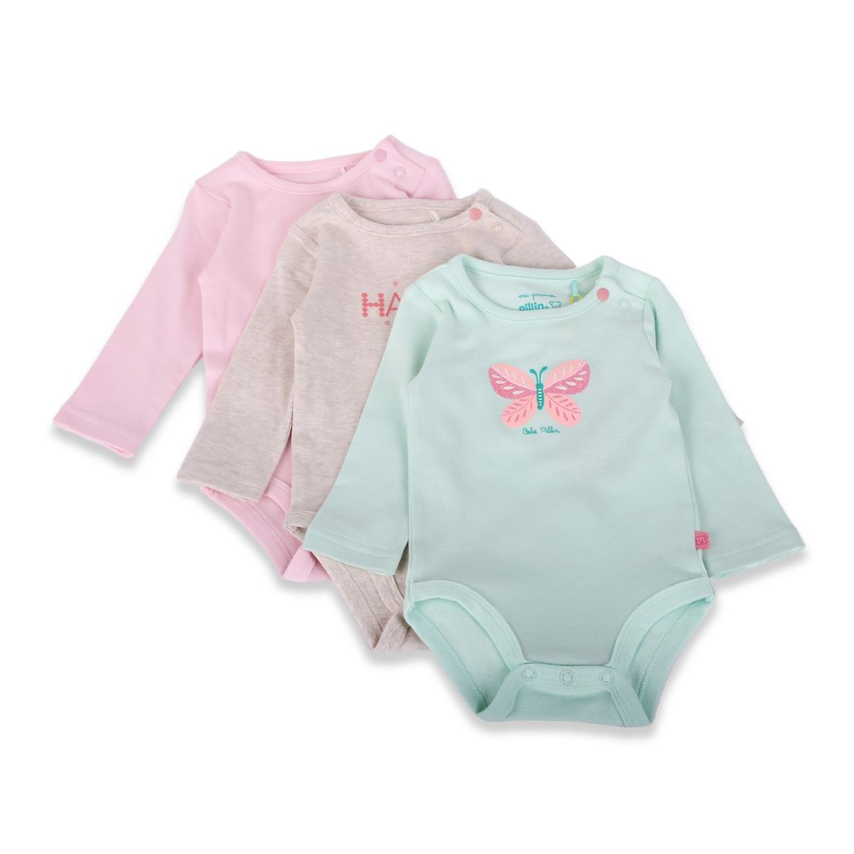 PILLIN - Pack 3 Pzas Body Bebé Niña Multicolor Pillin PILLIN