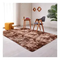 GENERICO - Alfombra Peluda Suave Decorativa Hogar Oficina Variedad En Colores Diseño Jaspeado 240x200 - Cafe