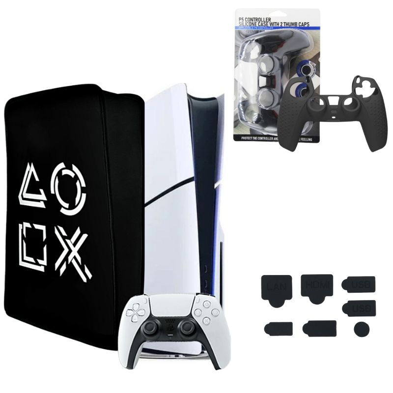 GENERICO - Funda protectora para Consola PS5 SLIM  set completo antipolvo