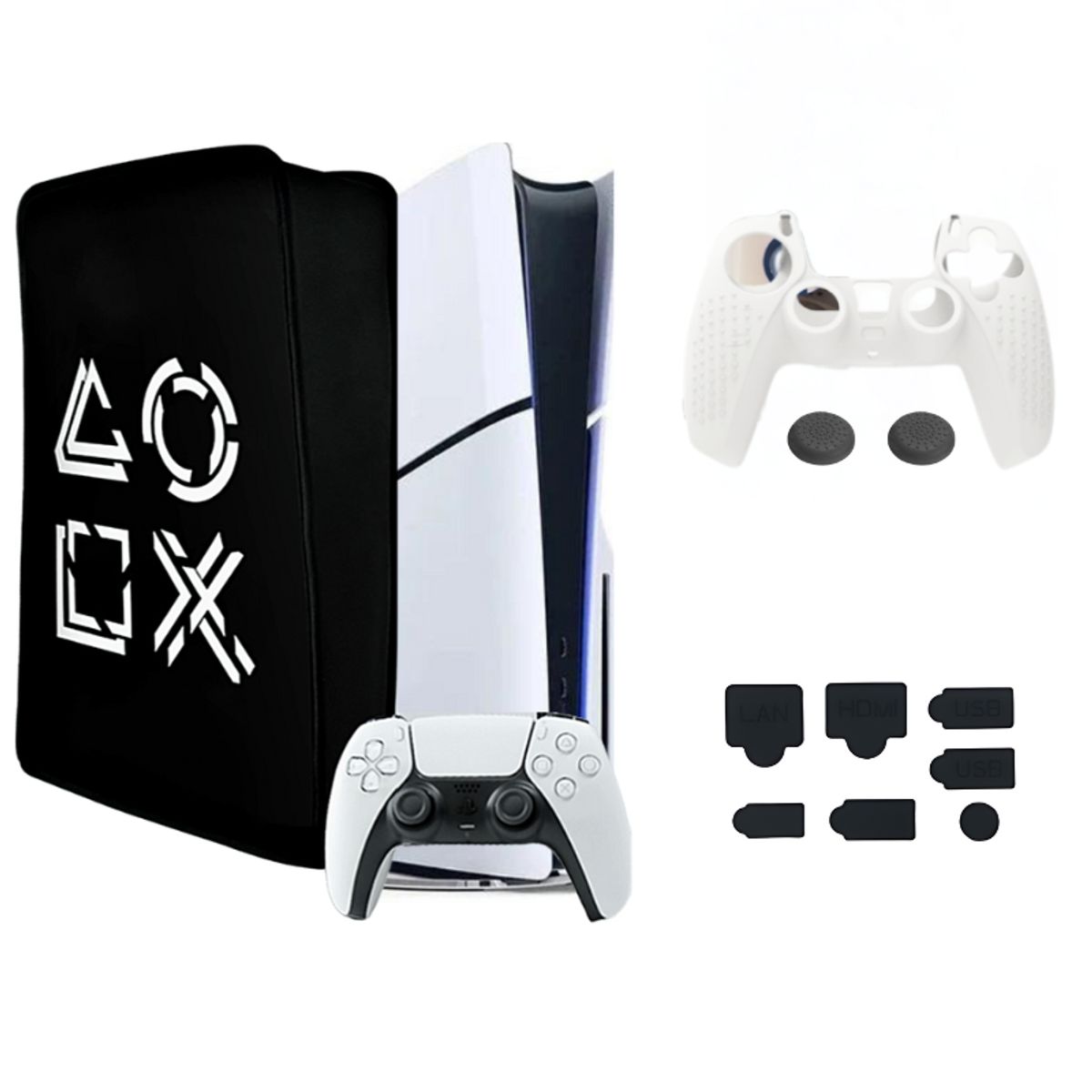 GENERICO - Funda protectora para Consola PS5 SLIM  set completo antipolvo