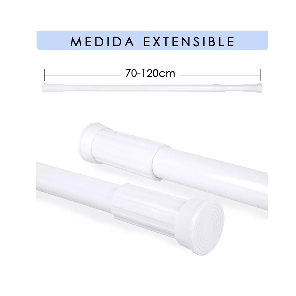 GENERICO - BARRA EXTENSIBLE 70 -120CM BARRA CORTINA TUBO CORTINA BAÑO