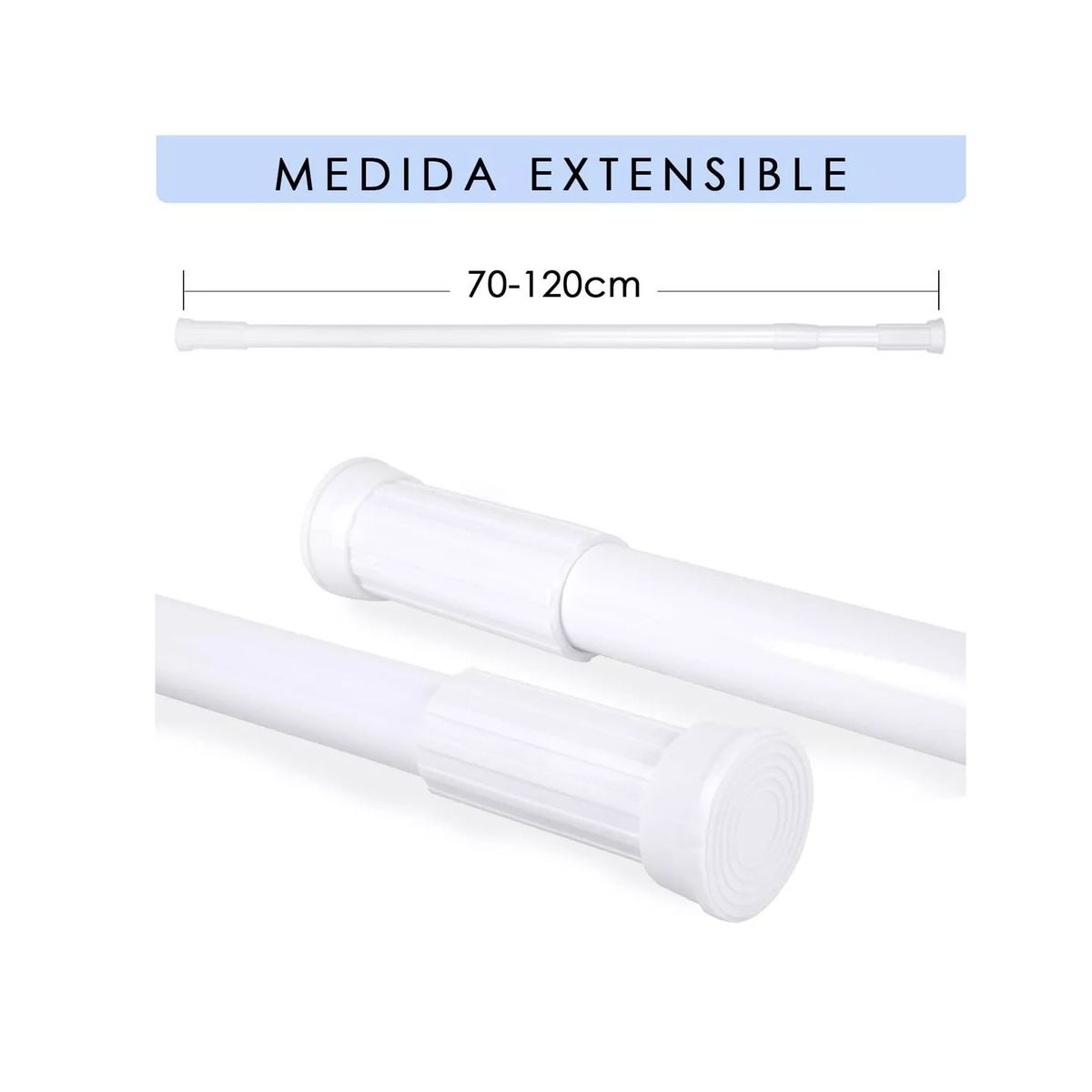 GENERICO - BARRA EXTENSIBLE 70 -120CM BARRA CORTINA TUBO CORTINA BAÑO