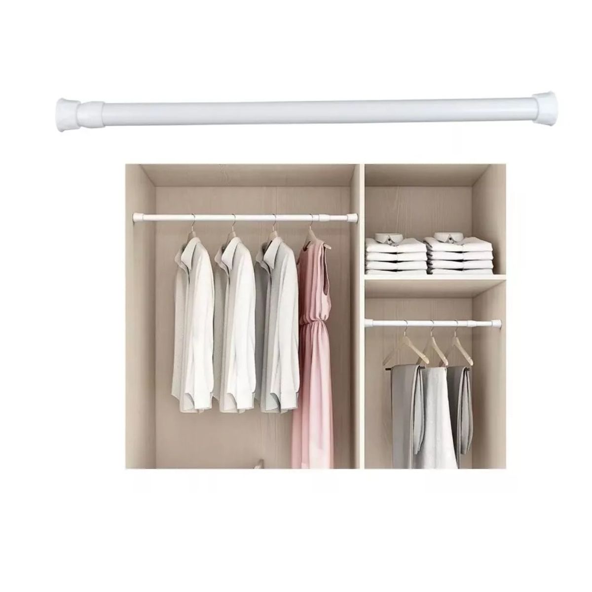 GENERICO - BARRA EXTENSIBLE 70 -120CM BARRA CORTINA TUBO CORTINA BAÑO