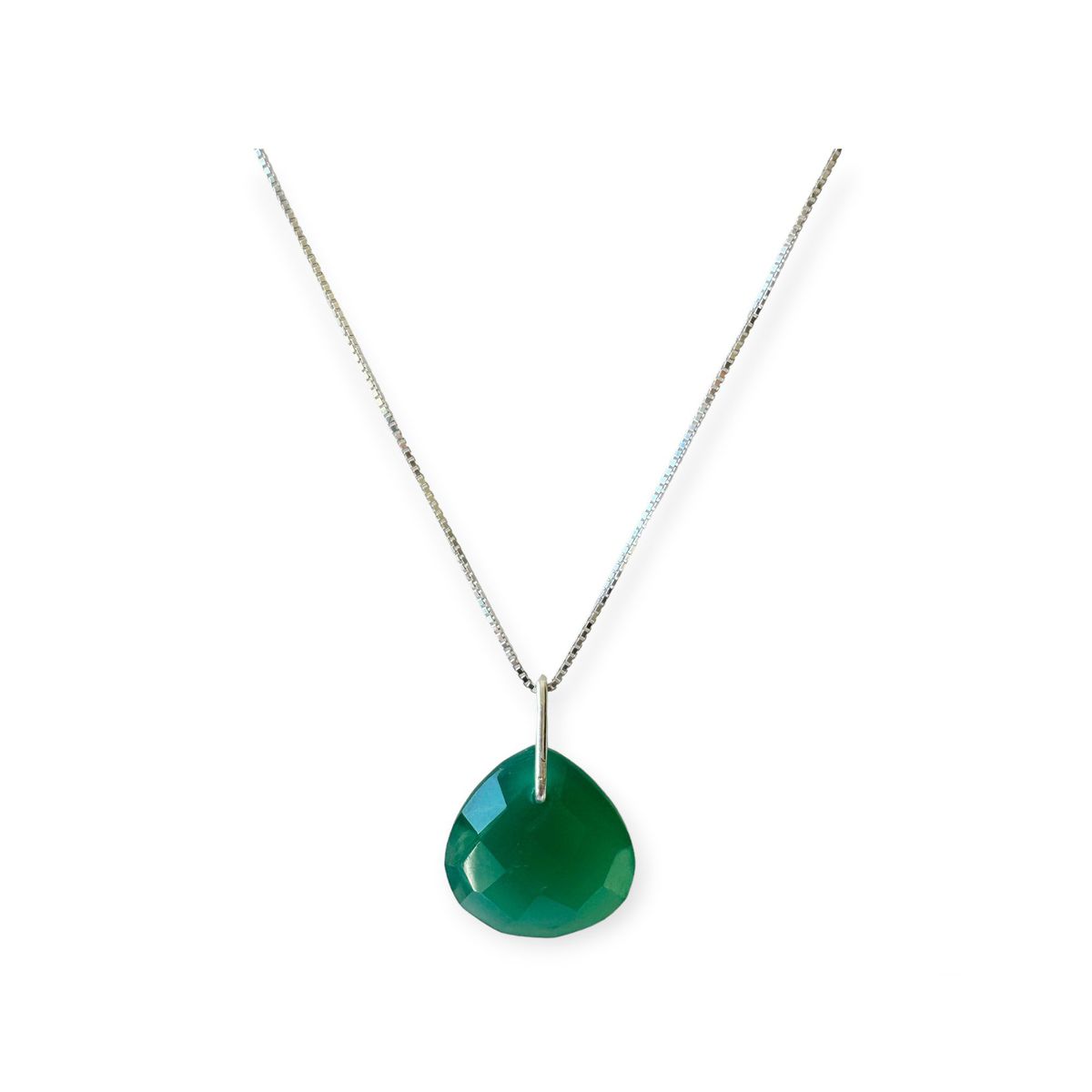 COGGIOLA - Collar Gota Ónix Verde Facetado Plata Fina 925