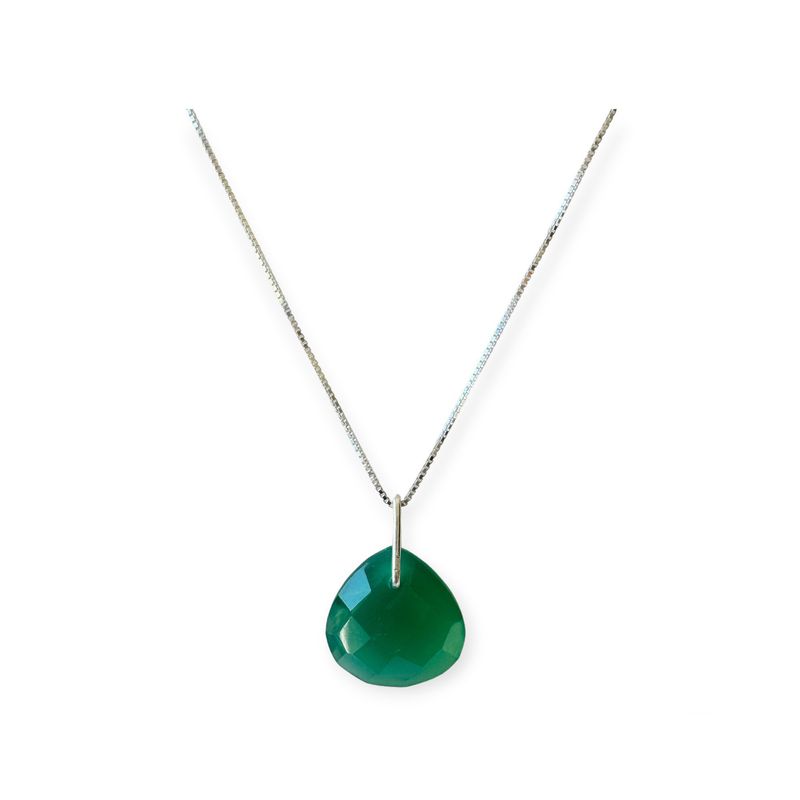 ANDREA COGGIOLA JOYAS - Collar Gota Ónix Verde Facetado Plata Fina 925