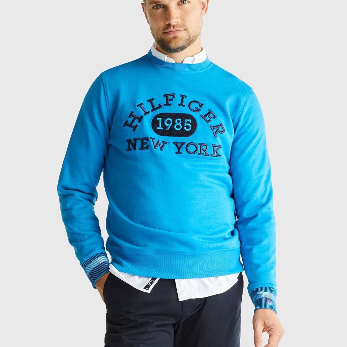 TOMMY HILFIGER - Polerón Collegiate Monotype Logo Azul Tommy Hilfiger