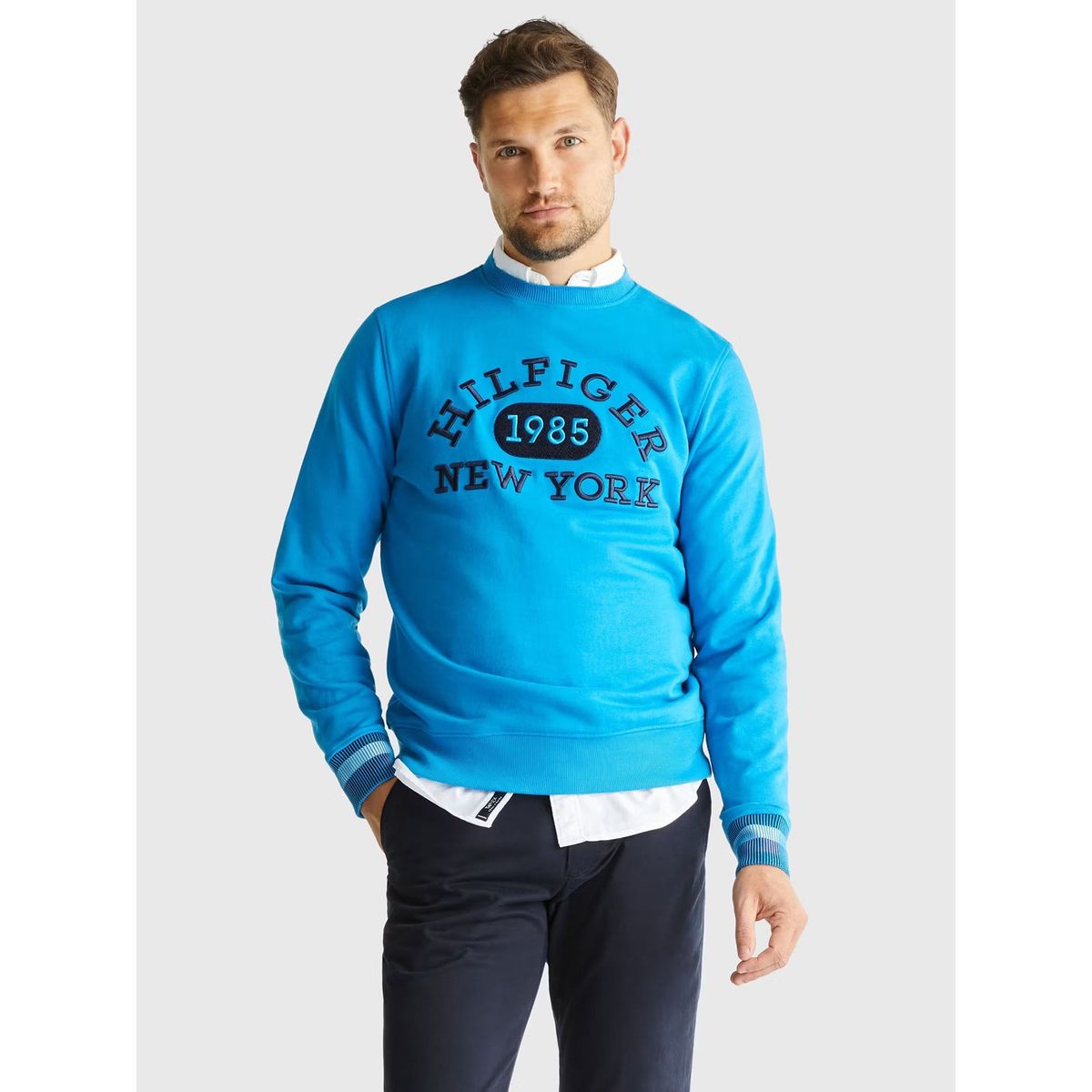 TOMMY HILFIGER - Polerón Collegiate Monotype Logo Azul Tommy Hilfiger