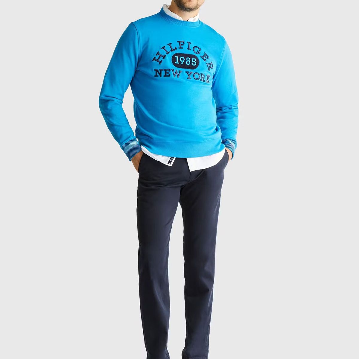 TOMMY HILFIGER - Polerón Collegiate Monotype Logo Azul Tommy Hilfiger