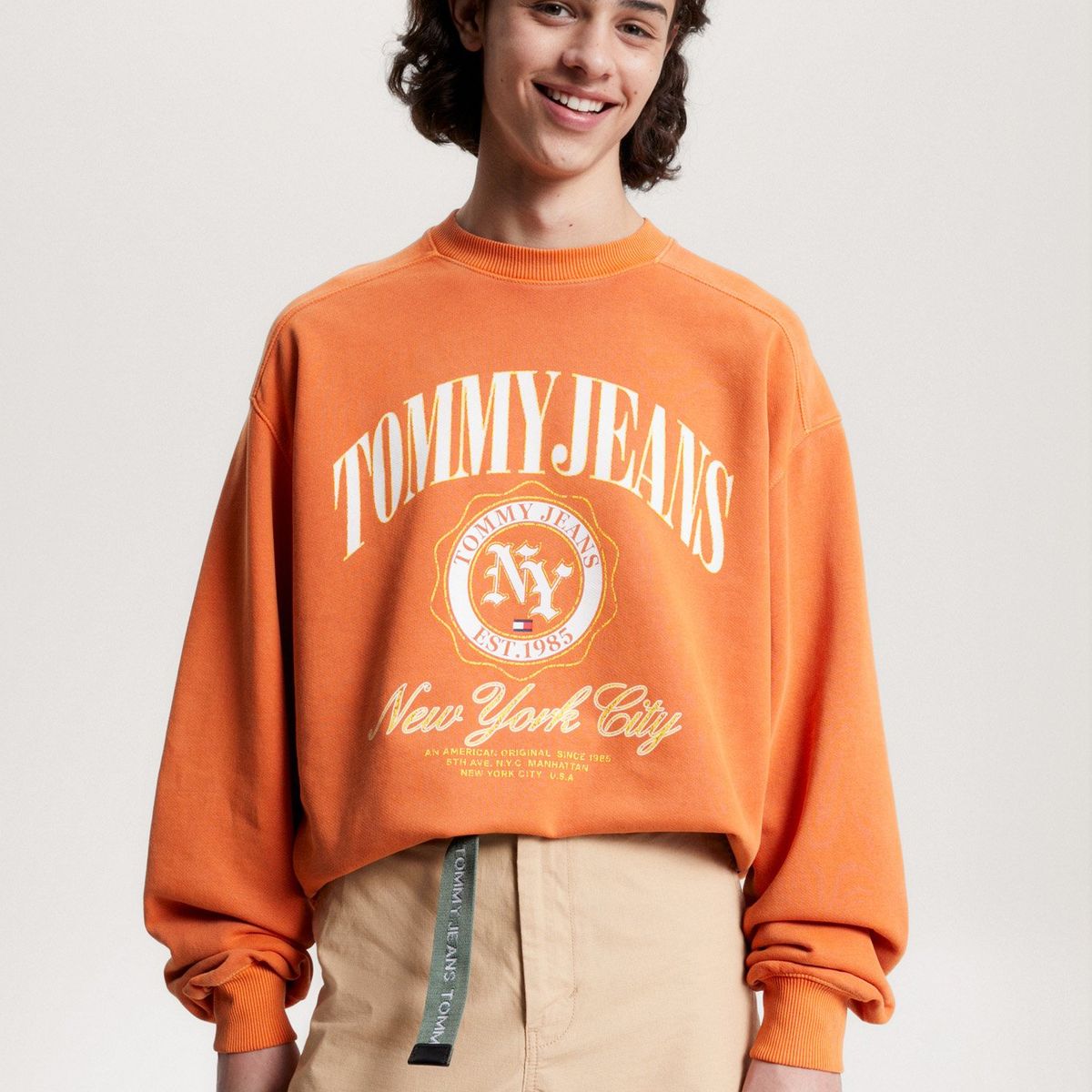 TOMMY HILFIGER - Polerón Relaxed Boxy Con Logo Naranja Tommy Hilfiger