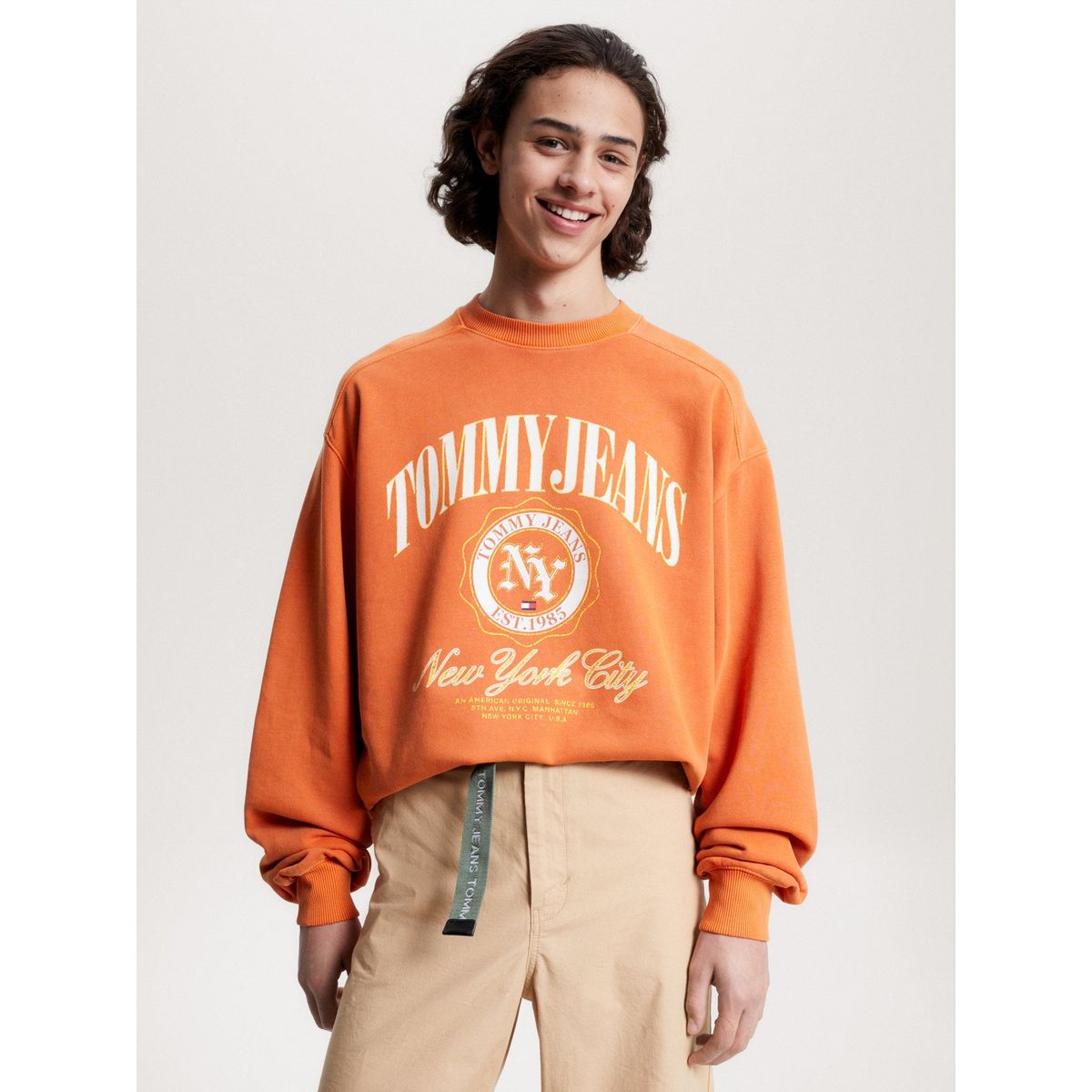 TOMMY HILFIGER - Polerón Relaxed Boxy Con Logo Naranja Tommy Hilfiger