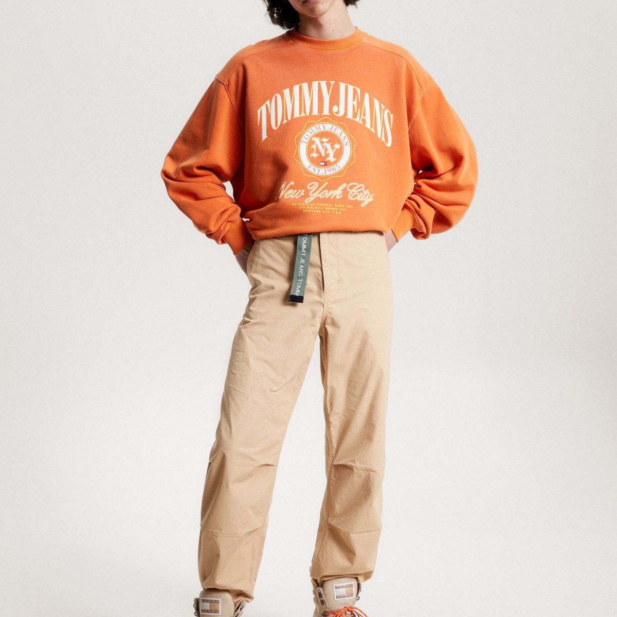 TOMMY HILFIGER - Polerón Relaxed Boxy Con Logo Naranja Tommy Hilfiger