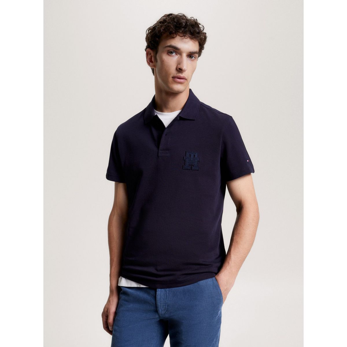 TOMMY HILFIGER - Polo Logo Monogram Th Azul Tommy Hilfiger