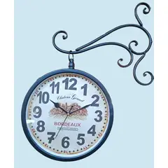 GENERICO - RELOJ DE PARED LATERAL RETRO DOBLE CARA EN METAL 30 CM DIAMETRO