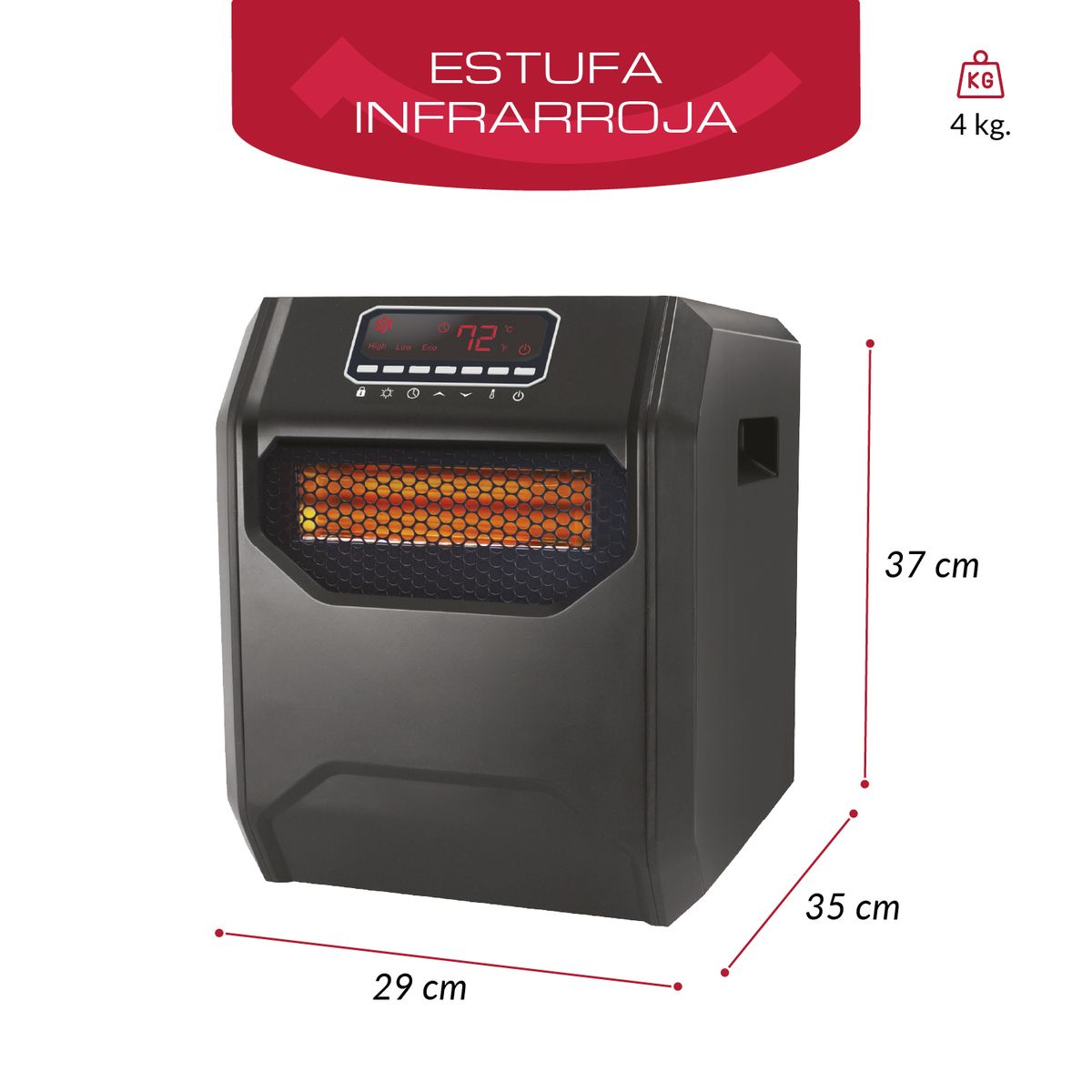 B FRESH - Estufa Infrarroja con Temporizador 1500W Negra