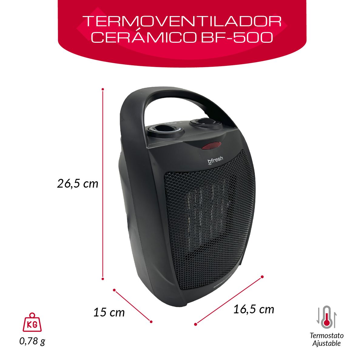 B FRESH - Termoventilador Cerámico Calefactor Eléctrico 750W