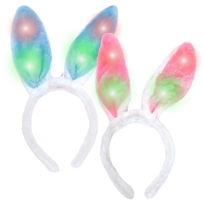 GENERICO - 12 Cintillo Orejas Conejo De Pascua Con Luz Led