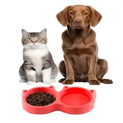 GENERICO - Plato Doble Bebedero Comedero Gato Dispensador Comida Rojo
