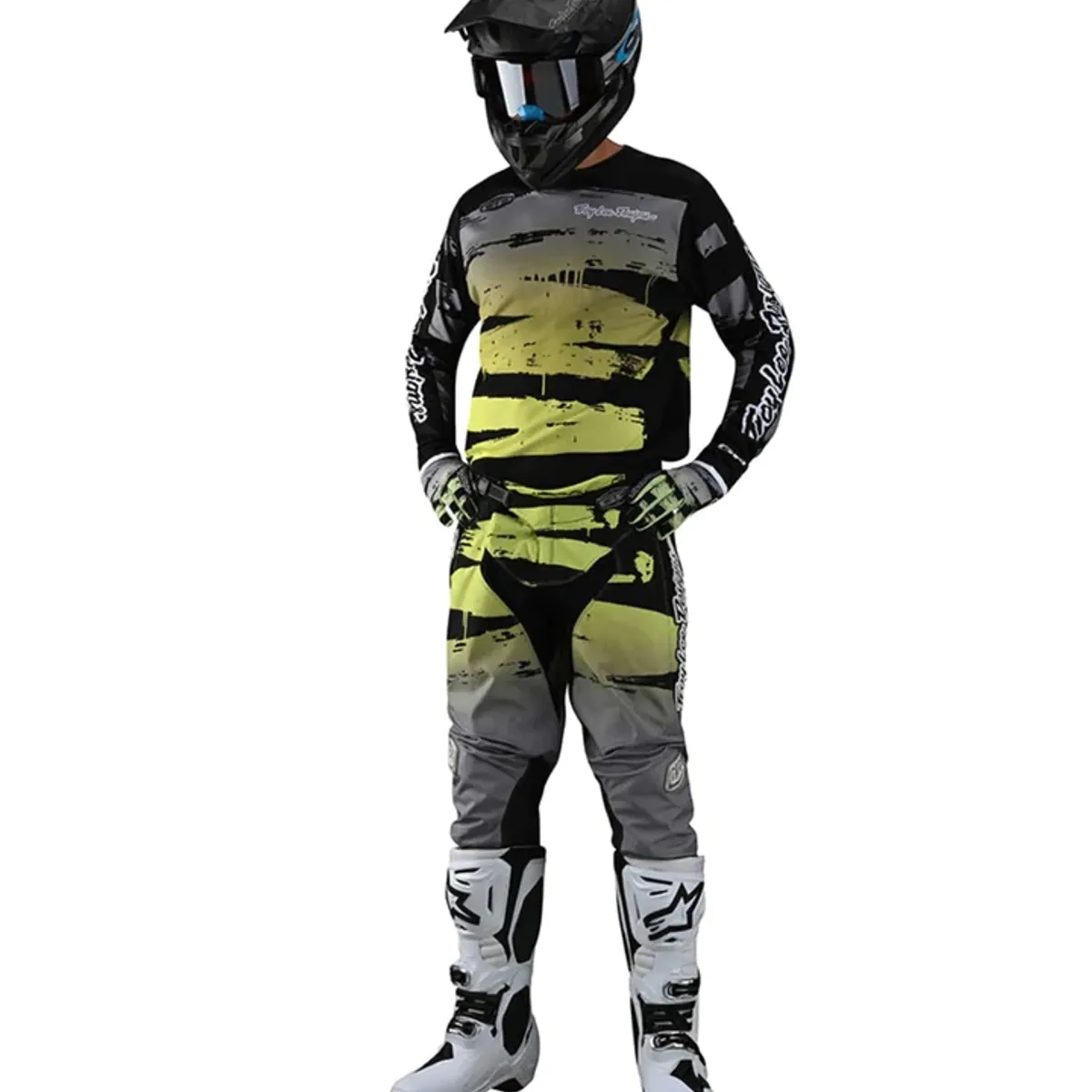 TROY LEE DESIGNS - Pantalones de Moto GP Brushed Negro  Verde Troy Lee Designs