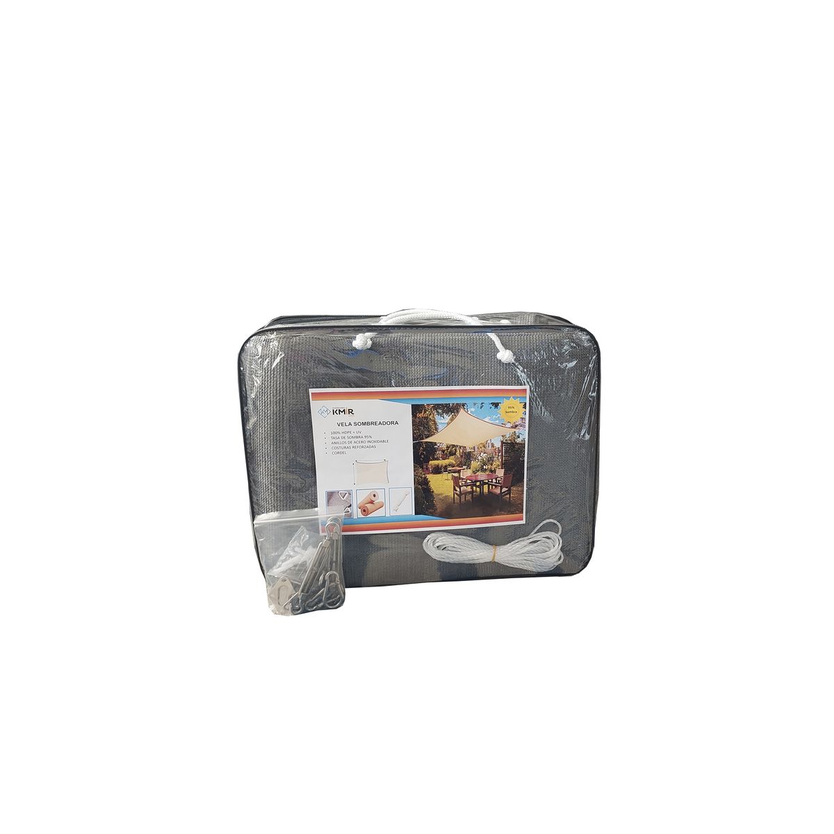 GENERICO - Vela Sombreadora 2x3 HDPE Rectangular Gris Sombra 95 Con Kit de Instalación