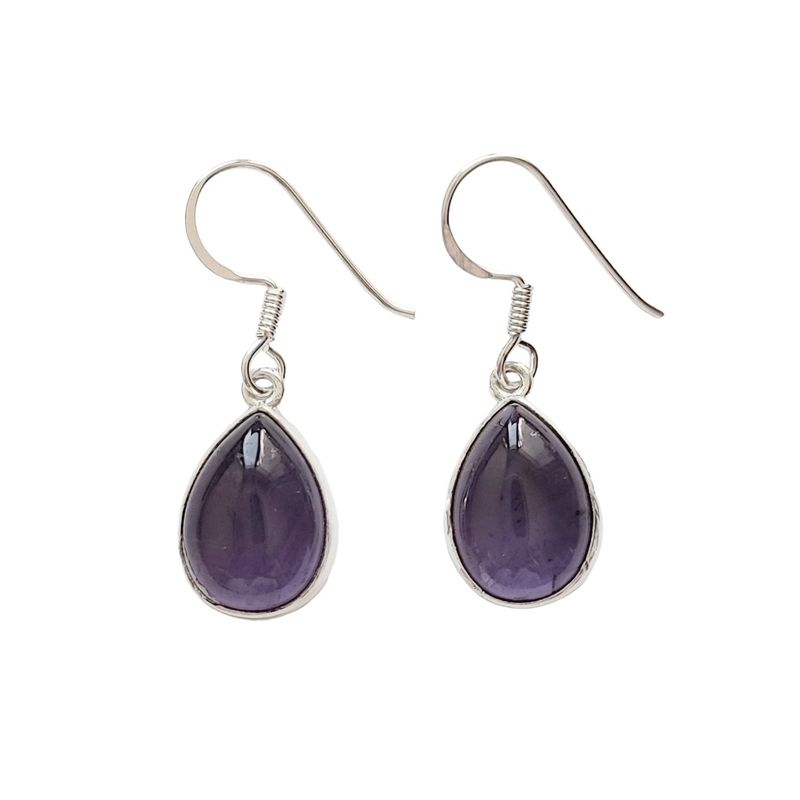 ANDREA COGGIOLA JOYAS - Aros Amatista Gota Gancho Plata Fina 925