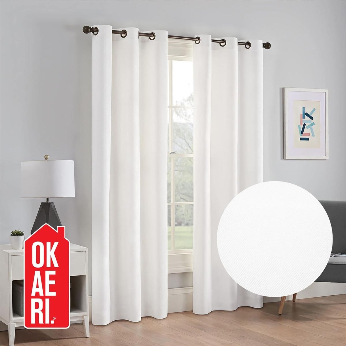 CURSOR - Cortina Blackout 2 Paños 100% Lino Textura Térmica Engomada - Blanco