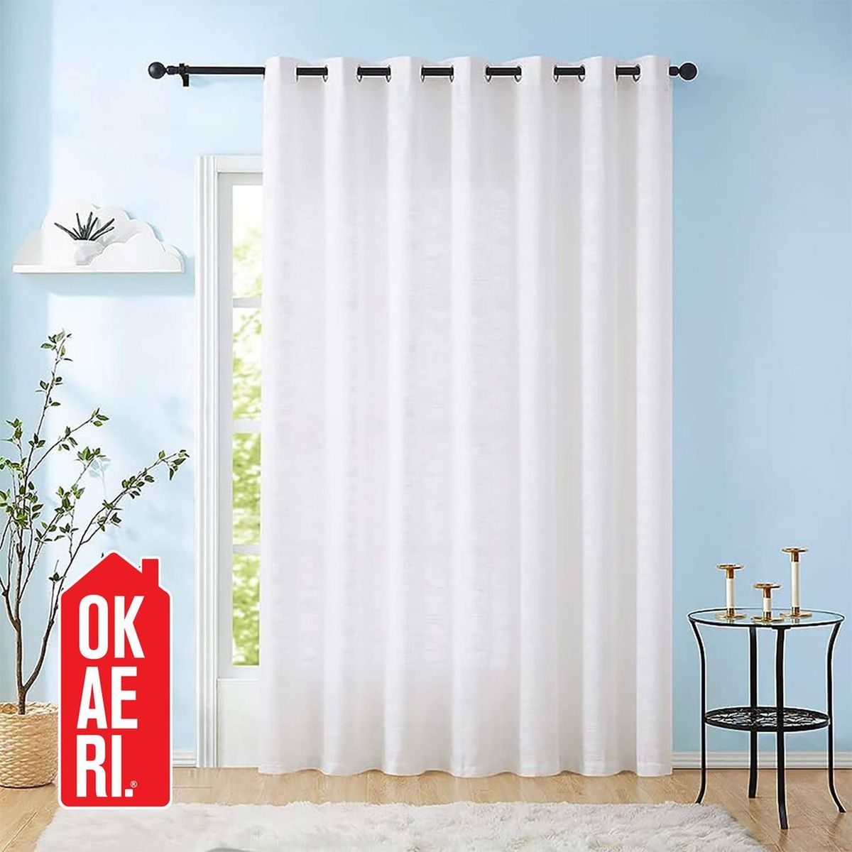 CURSOR - Cortina Blackout 2 Paños 100% Lino Textura Térmica Engomada - Blanco