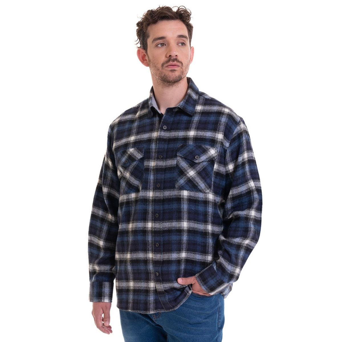 TRUVAL - Camisa Leñadora Azul Marino TRUVAL