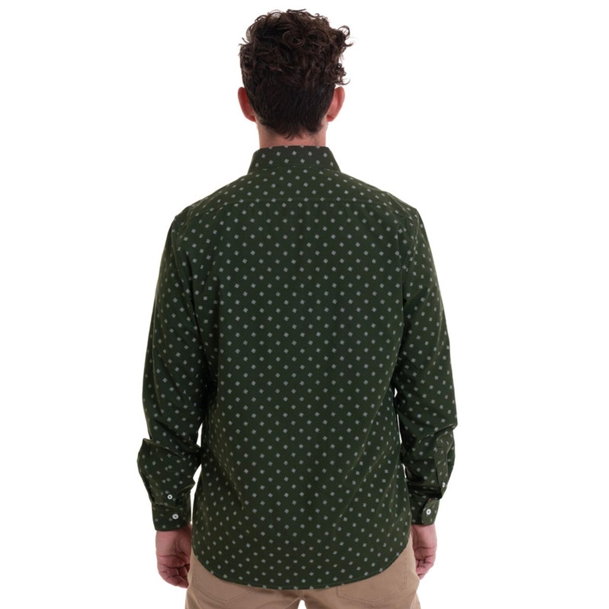 TRUVAL - Camisa Estampada Microprint Verde Musgo TRUVAL
