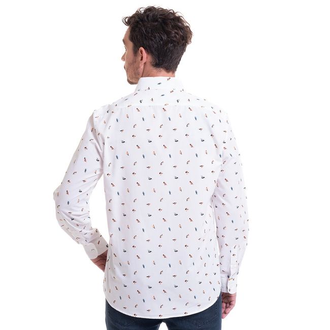 TRUVAL - Camisa Estampada Microprint Blanco TRUVAL