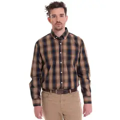 TRUVAL - Camisa Trevira Cuadros Tostado