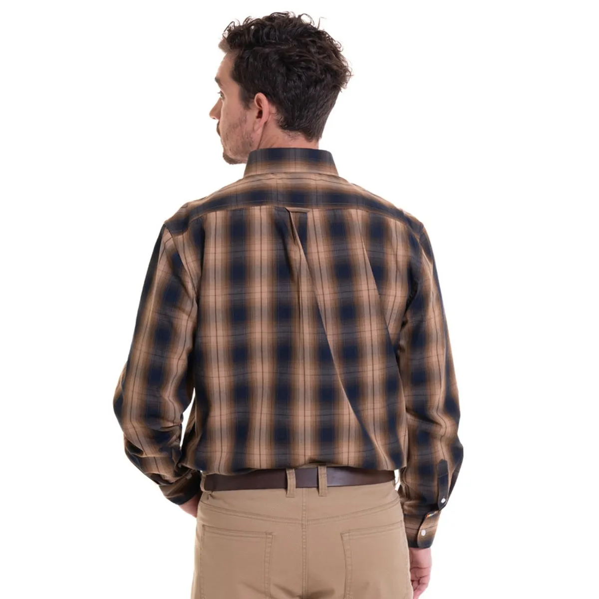 TRUVAL - Camisa Trevira Cuadros Tostado TRUVAL