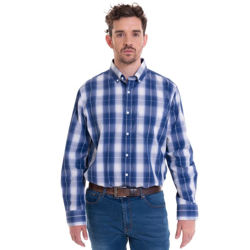 TRUVAL - Camisa Trevira Cuadros Azul TRUVAL
