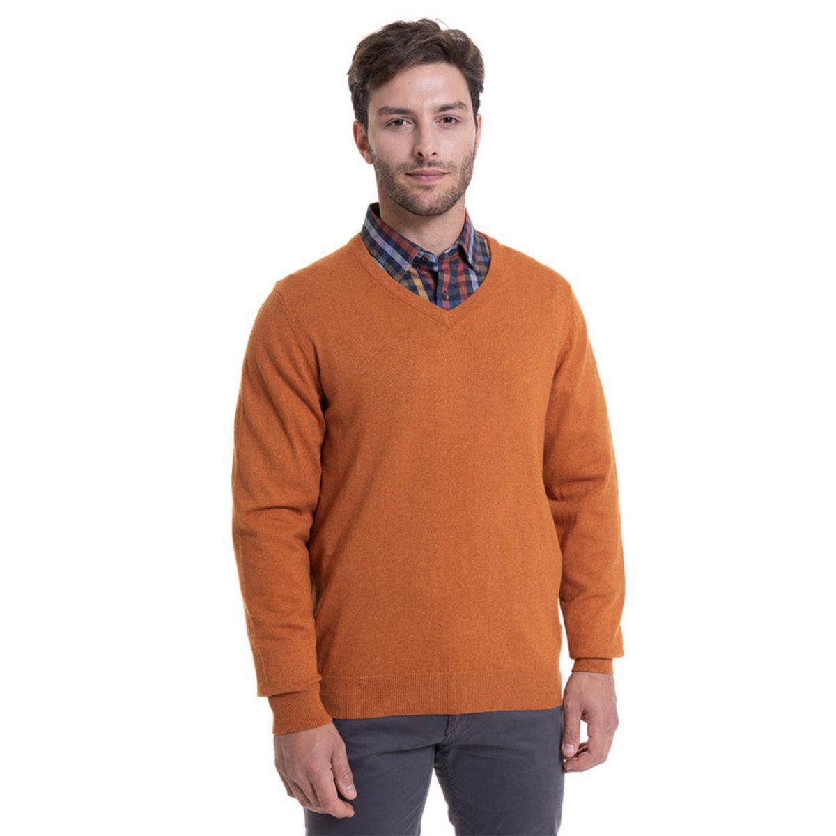 MCGREGOR - Sweater Cuello V Melange Ocre MCGREGOR