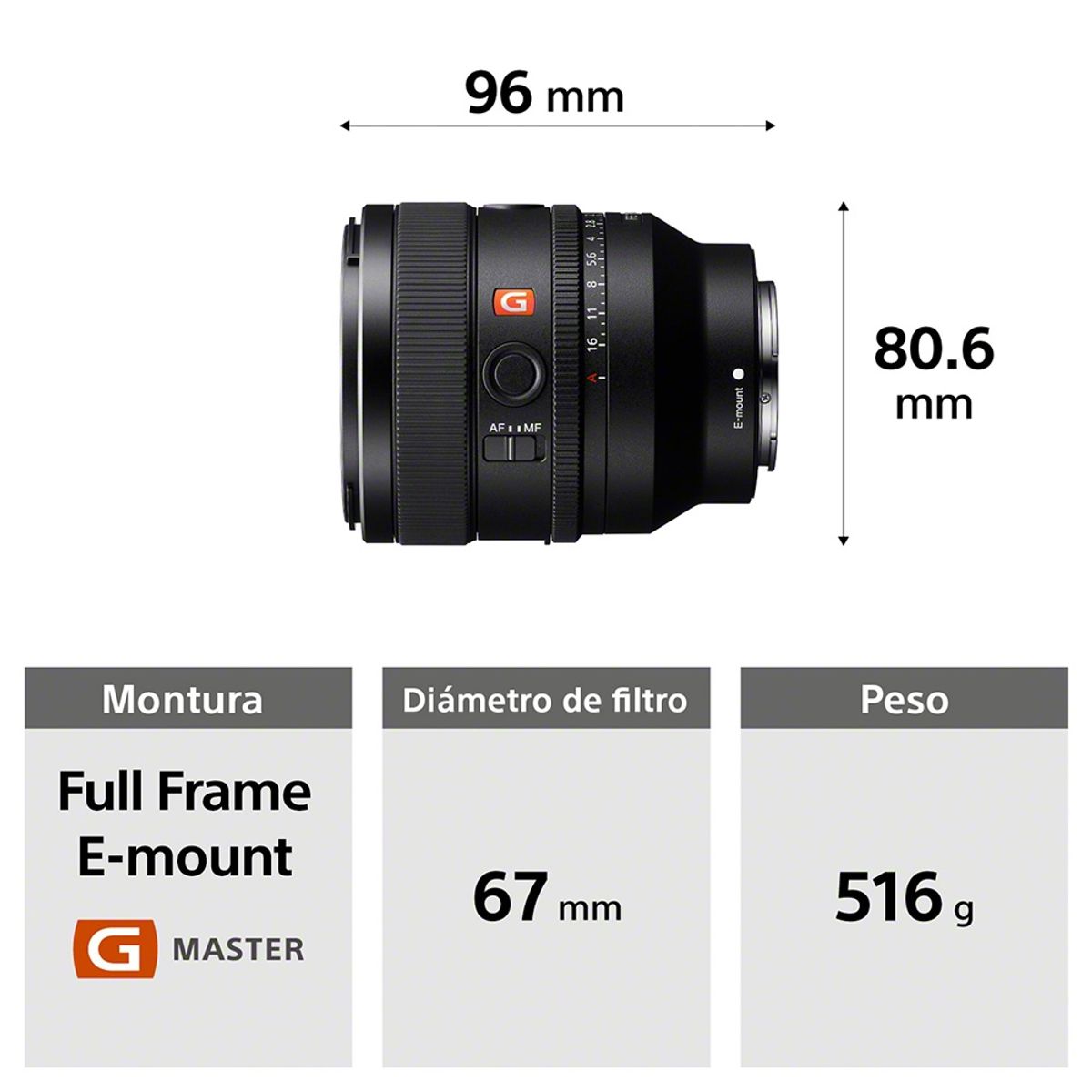 SONY - Lente Full Frame FE 50mm F14 SEL50F14GM