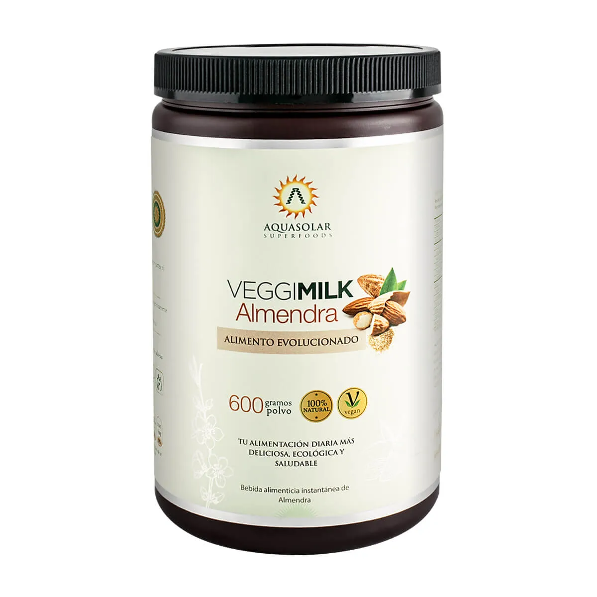 AQUA SOLAR - Veggimilk, Superalimento (600 gr) - ALMENDRAS