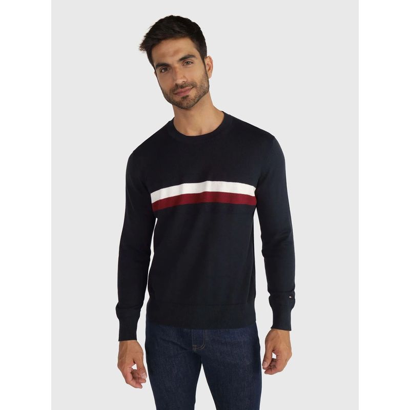 TOMMY HILFIGER - Sweater Structure Stripe Azul Tommy Hilfiger