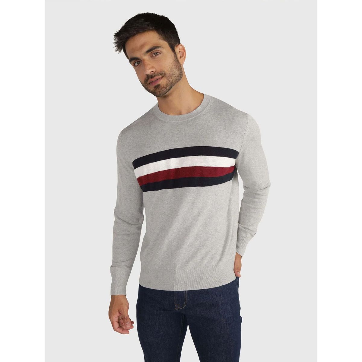 TOMMY HILFIGER - Sweater Structure Stripe Gris Tommy Hilfiger