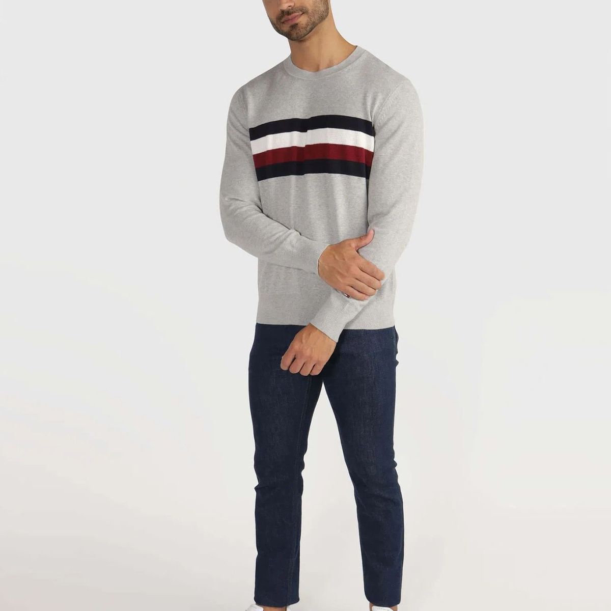 TOMMY HILFIGER - Sweater Structure Stripe Gris Tommy Hilfiger