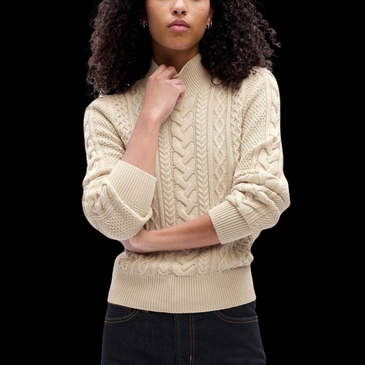 GAP - Sweater Cuello Alto De Punto Crema