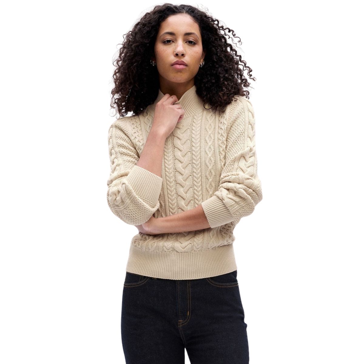 GAP - Sweater Cuello Alto De Punto Crema