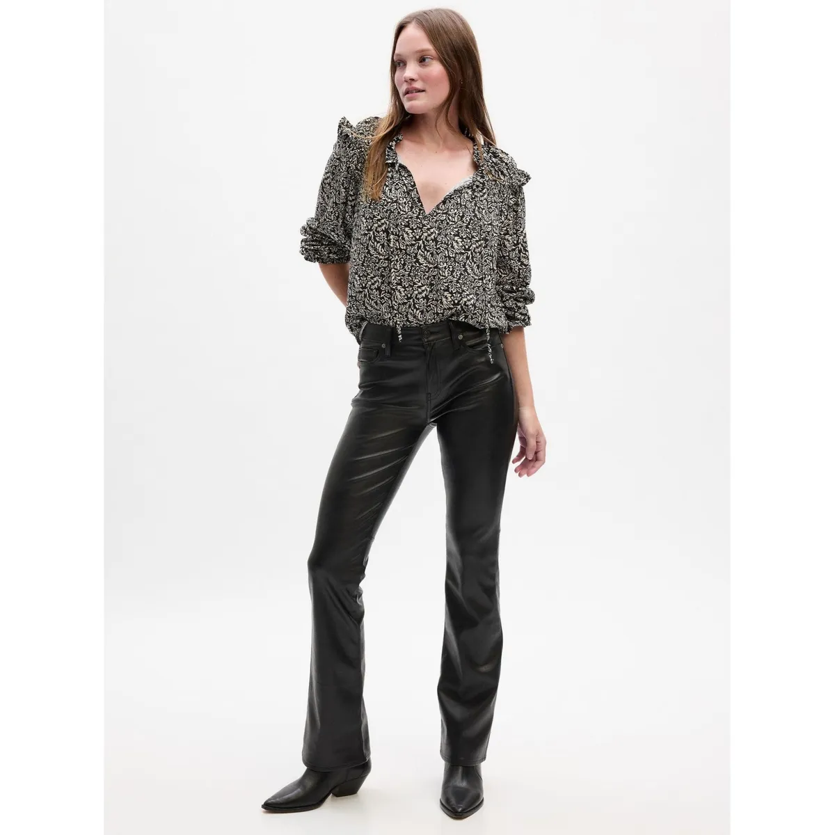 GAP - Blusa Mujer Cuello Dividido Vuelos Blanco GAP