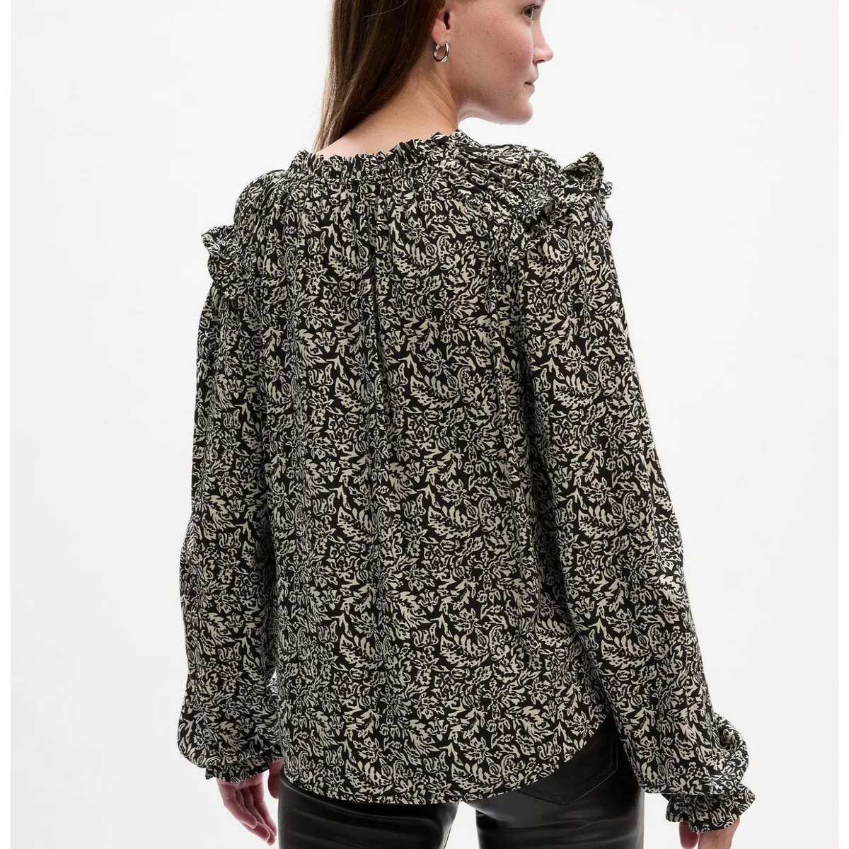 GAP - Blusa Mujer Cuello Dividido Vuelos Blanco GAP