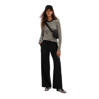 Chaleco Cuello Redondo Rib Rayado Mujer Negro