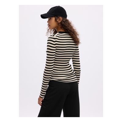 Imagen 2 del producto Chaleco Cuello Redondo Rib Rayado Mujer Negro