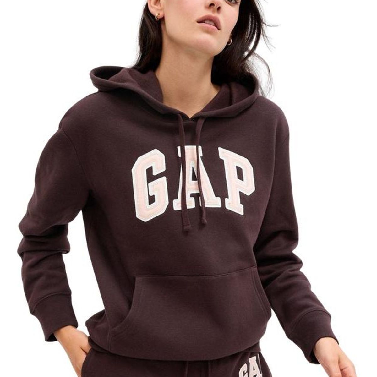 GAP - Polerón Logo Con Gorro Mujer Café
