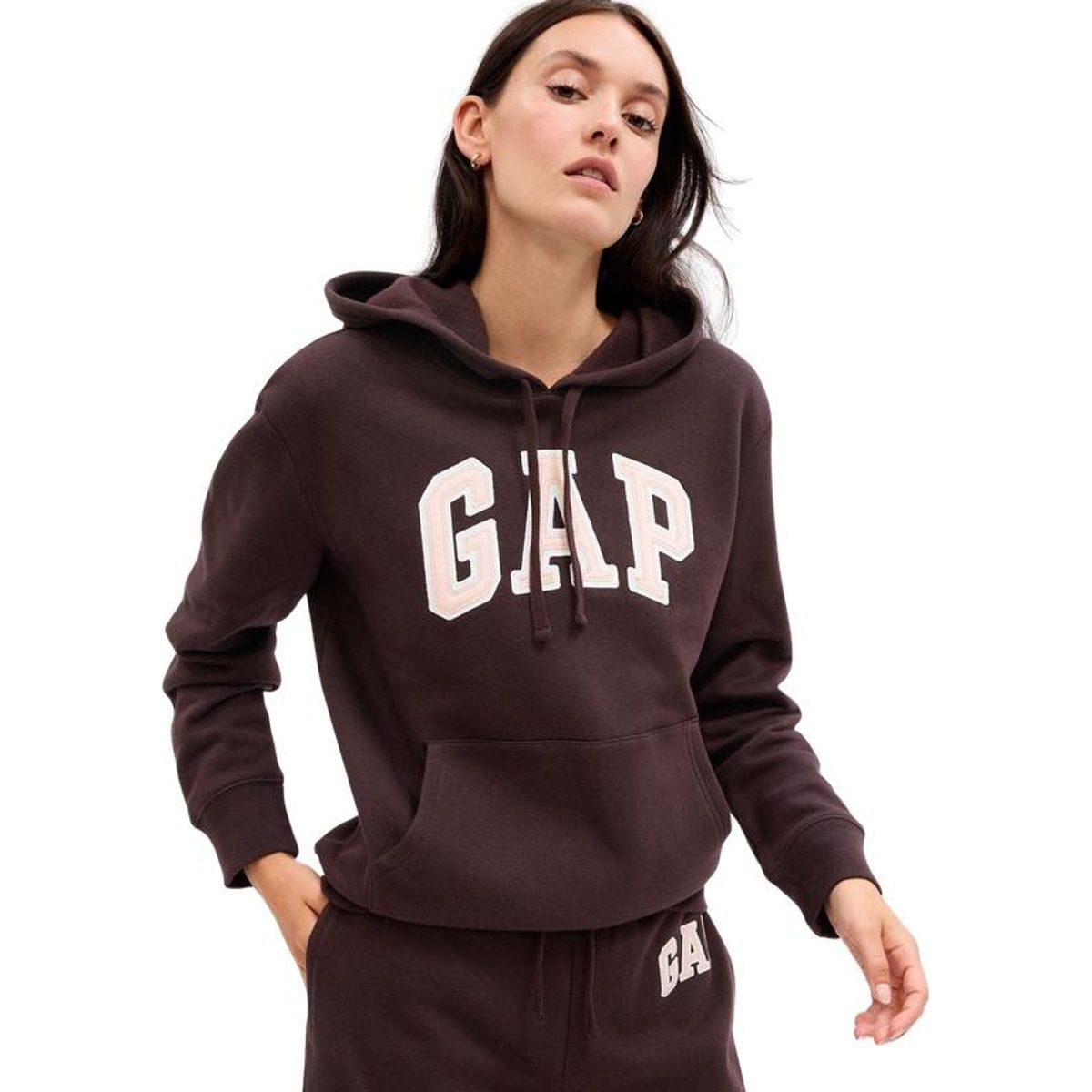 GAP - Polerón Logo Con Gorro Mujer Café
