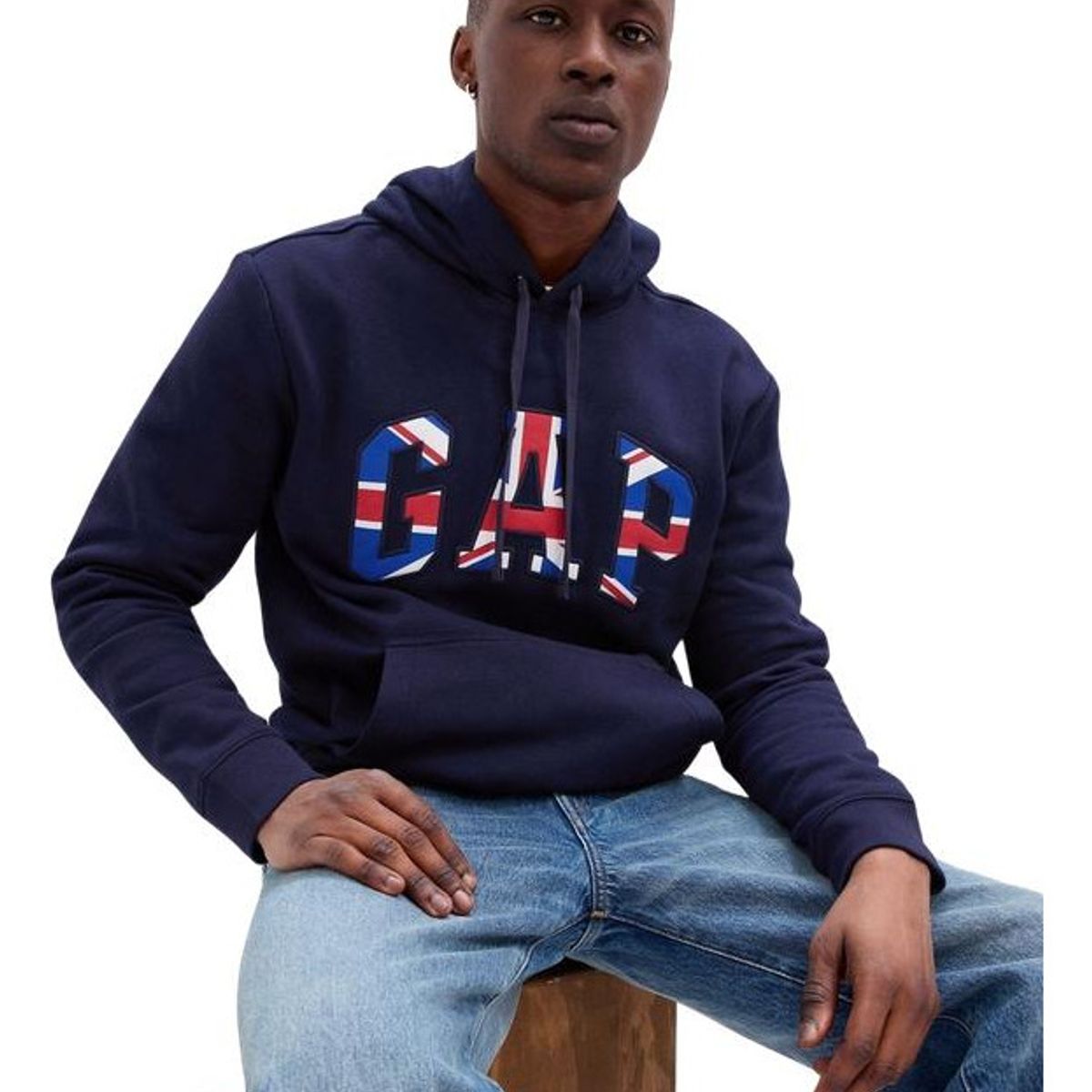 GAP - Polerón Logo Con Gorro Sin Cierre Azul GAP