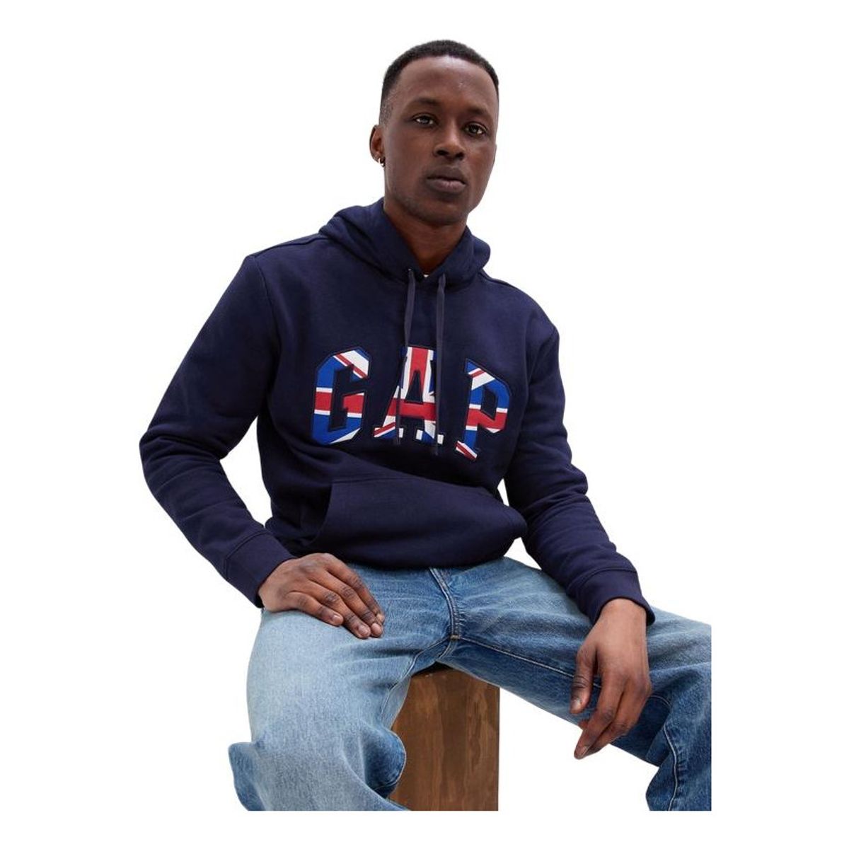 GAP - Polerón Logo Con Gorro Sin Cierre Azul GAP