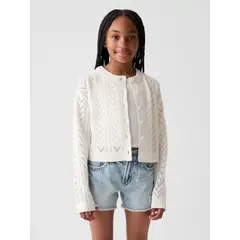 GAP - Cardigan Niña Pointelle Blanco