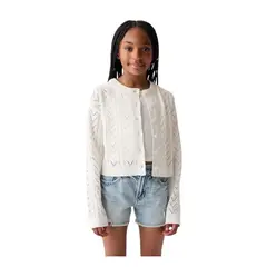 GAP - Cardigan Niña Pointelle Blanco